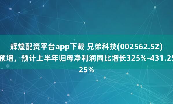 辉煌配资平台app下载 兄弟科技(002562.SZ)发预增，预计上半年归母净利润同比增长325%-431.25%